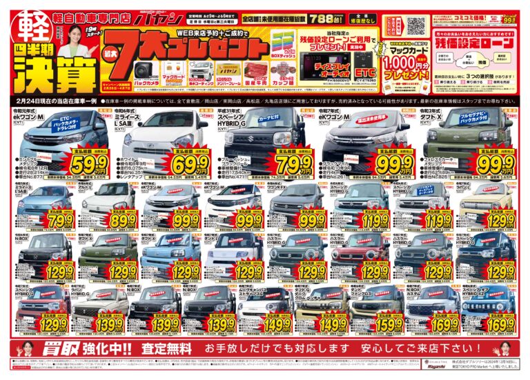 四半期決算！最大7大プレゼント！