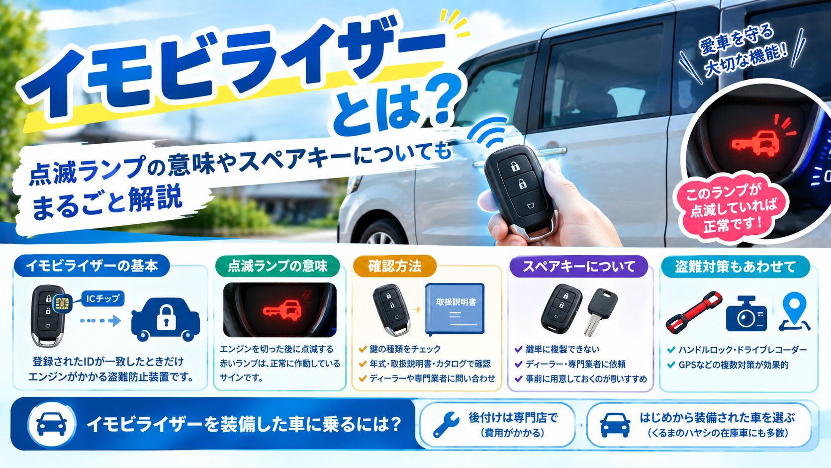 イモビライザーとは？点滅ランプの意味やスペアキーについてもまるごと解説