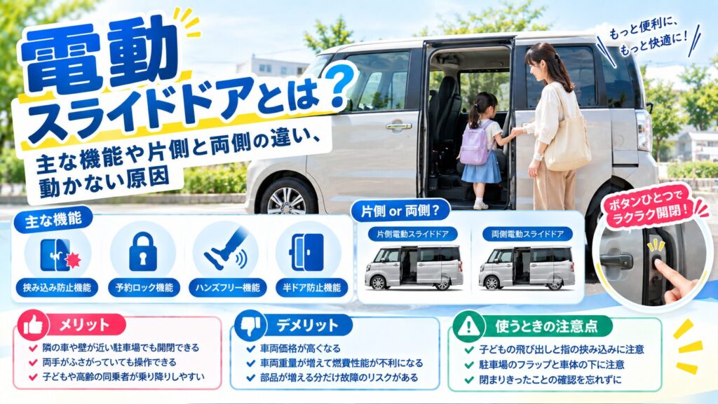 電動スライドドアとは？主な機能や片側と両側の違い、動かない原因